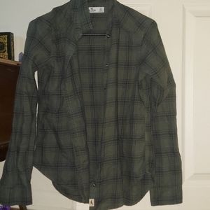 Hollister Green and Black Flannel